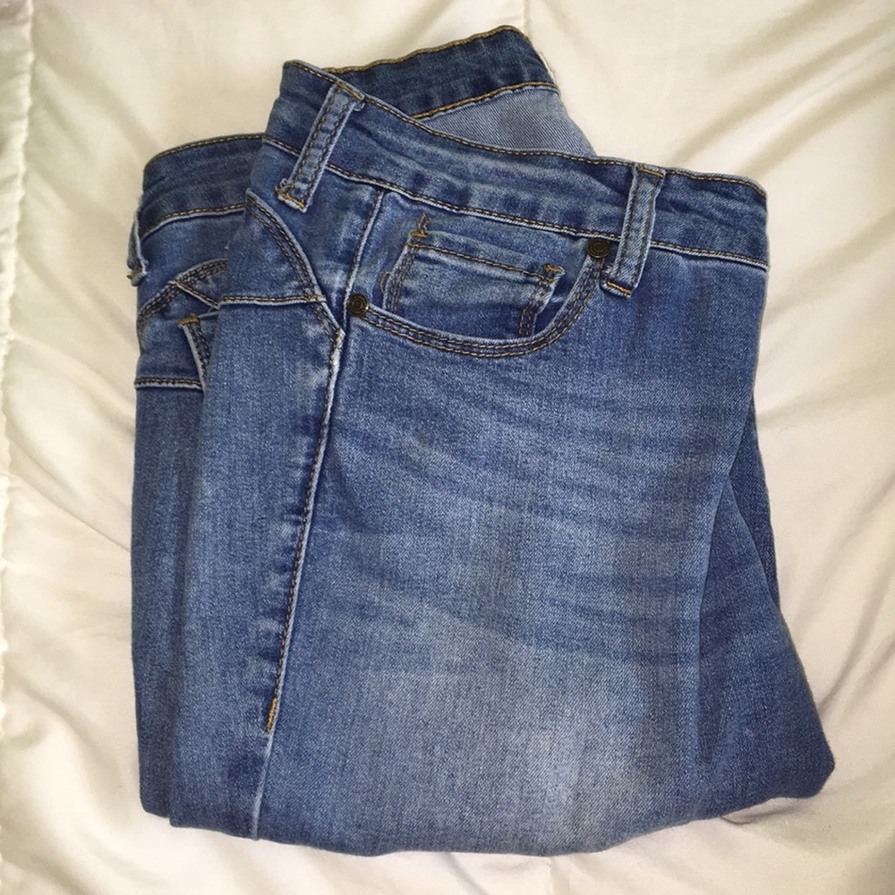 Blue Asphalt (Wet Seal) Ripped Knee Skinny Jeans